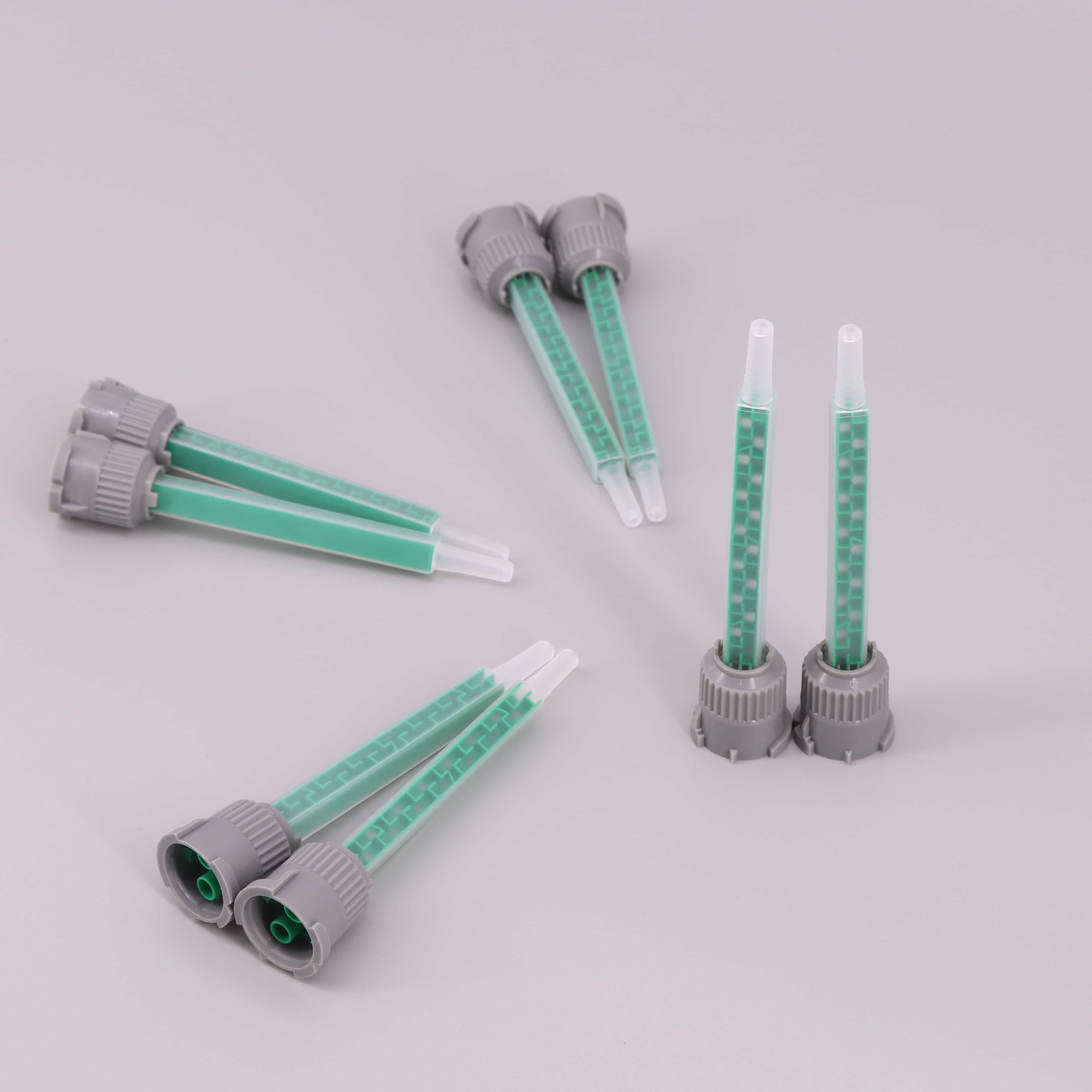 Flow-Through Optimized Static Mixing Nozzles